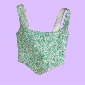 Zara green floral corset xs
